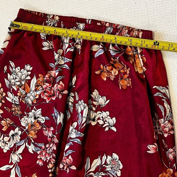Women's‎ Satin Pajamas Set Maroon Romantic Floral Long Sleeve Size Medium (READ) - Picture 6 of 14